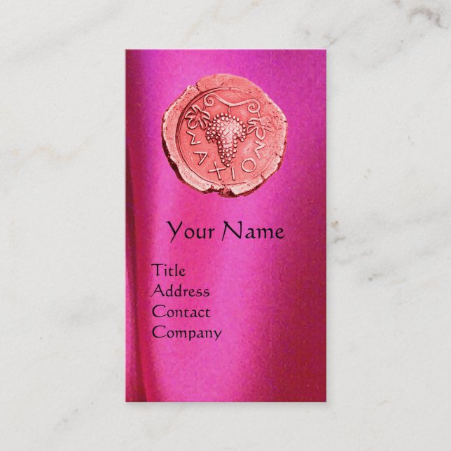 ANTIQUE PINK GRAPEN ,FUCHSIA SILK KLOTH VISITENKARTE (Vorderseite)