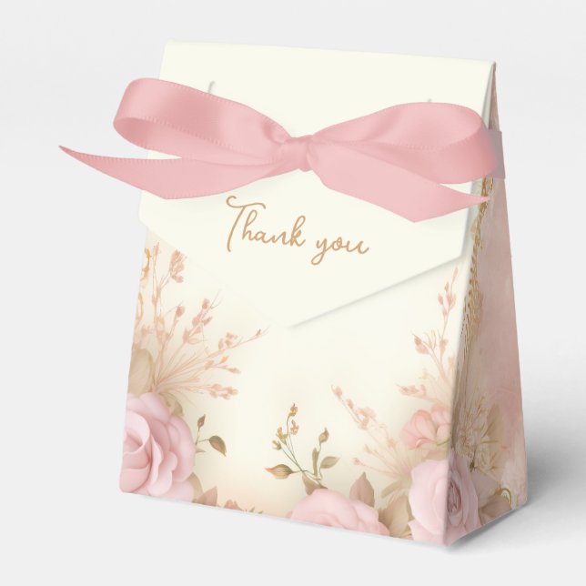 Antique Pink Roses Vielen Dank Geschenkschachtel (Vorderseite)