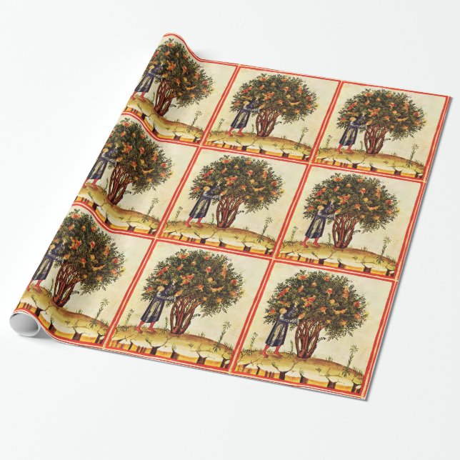 ANTIQUE POMEGRANATENBAUM GESCHENKPAPIER (Ungerollt)