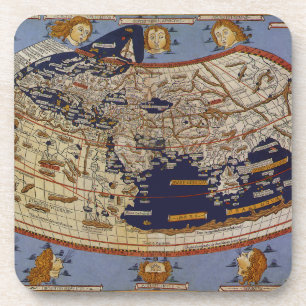 Antique Ptolemaic World Map, Johannes von Arnsheim Getränkeuntersetzer