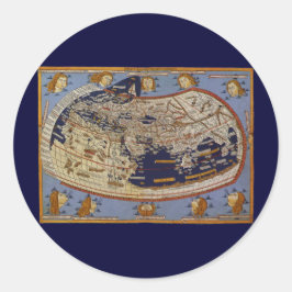 Antique Ptolemaic World Map, Johannes von Arnsheim Runder Aufkleber