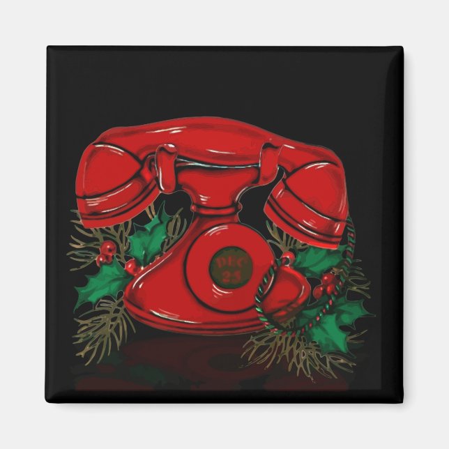 Antique Red Christmas Telefon Magnet (Vorne)