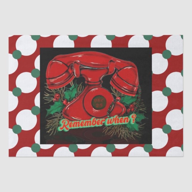 Antique Red Christmas Telefone Geschenk Seidenpapier (Vorderseite)