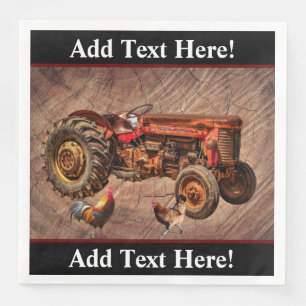Antique Red Tractor Paper Dinner Napkins Serviette