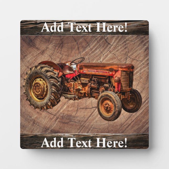Antique Red Tractor Plaque Fotoplatte (Vorderseite)