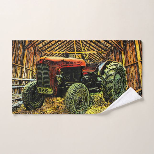 Antique Red Tractor Rustic Barn Handtuch (Handtuch)