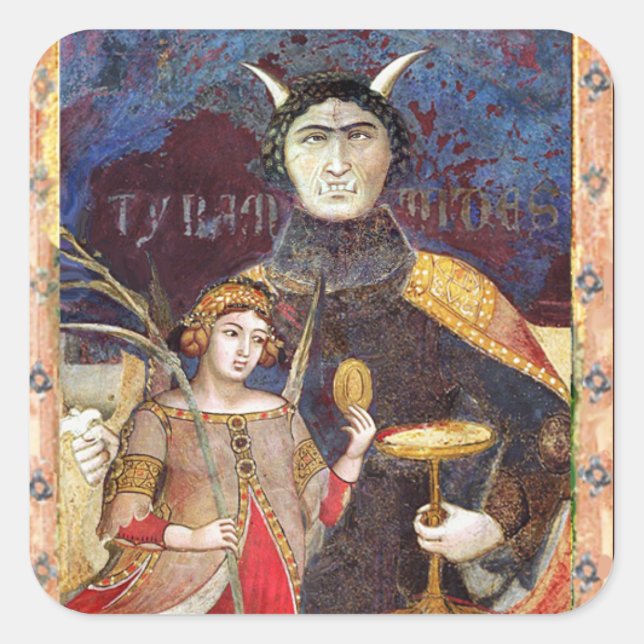 ANTIQUE RENAISSANCE-TAROT-DEVIER-Konzeptdetails Quadratischer Aufkleber (Vorderseite)