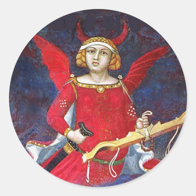 ANTIQUE RENAISSANCE-TAROT /DEVIL-Priesterdetails Runder Aufkleber (Vorderseite)
