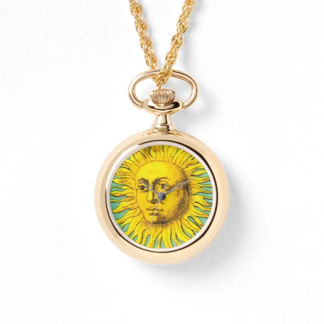 ANTIQUE RENAISSANCE TAROT THE SUN Yellow Blue Armbanduhr (Vorderseite)