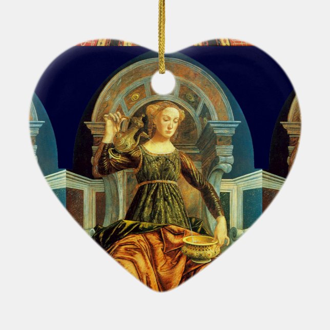 ANTIQUE RENAISSANCE TAROTS 14/TEMPERANZ Herz Keramik Ornament (Hinten)
