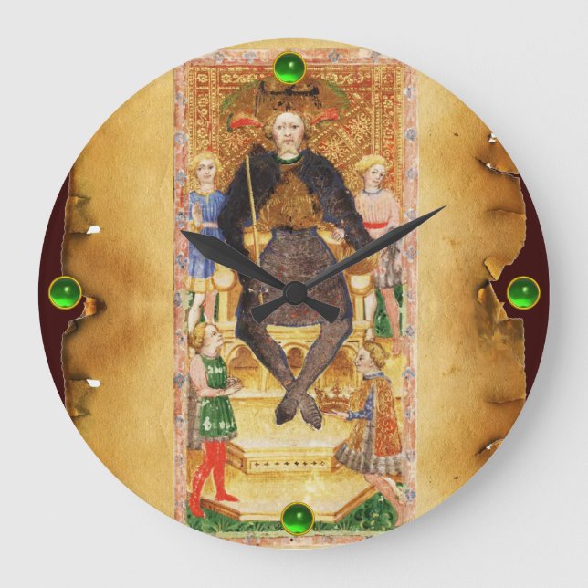 ANTIQUE RENAISSANCE TAROTS 4 / DER EMPERAT GROßE WANDUHR (Vorderseite)