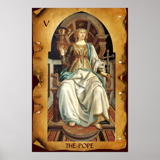 ANTIQUE RENAISSANCE TAROTS 5/ DAS POPE-Pergament Poster (Vorne)