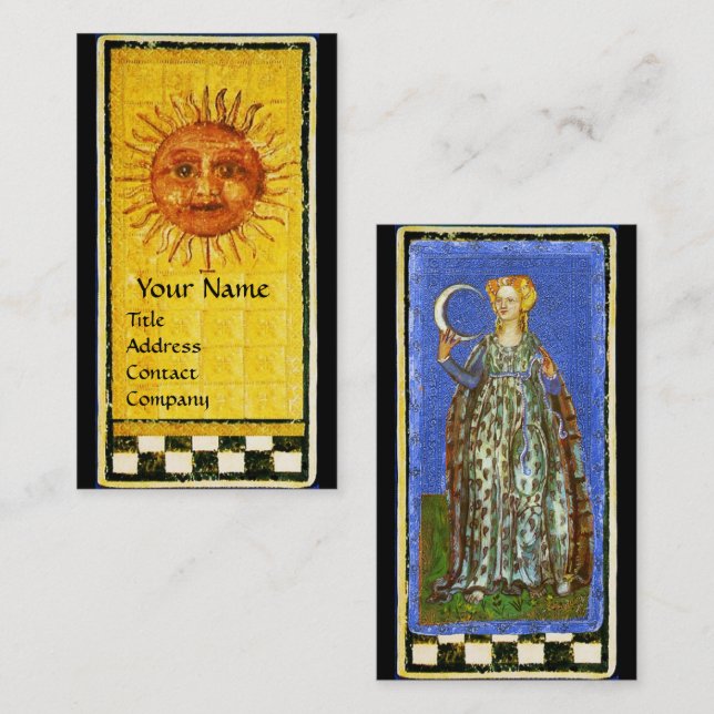 ANTIQUE RENAISSANCE TAROTS / DIE SONNE UND DER MON VISITENKARTE (Vorne/Hinten)