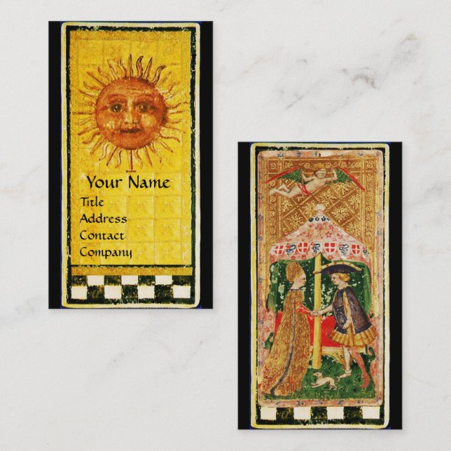 ANTIQUE RENAISSANCE TAROTS /DIE SONNE UND LIEBER VISITENKARTE (Vorne/Hinten)