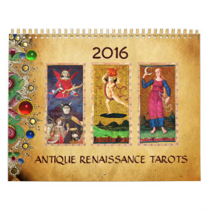 ANTIQUE RENAISSANCE TAROTS FLORAL PARCHMENT 2016 KALENDER