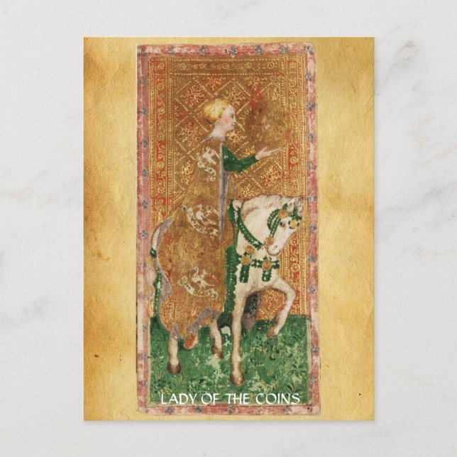 ANTIQUE RENAISSANCE-TAROTS / KLEIDUNG DER MÜNZEN POSTKARTE (Vorderseite)