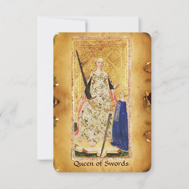 ANTIQUE RENAISSANZTAROTEN / KÖNIGIN VON SCHWERTERN (Vorderseite)