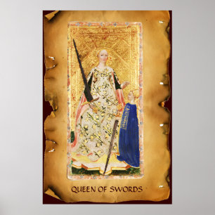 ANTIQUE RENAISSANZTAROTEN / KÖNIGIN VON SCHWERTERN POSTER
