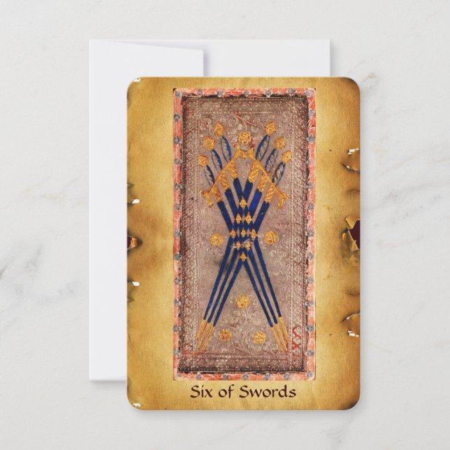ANTIQUE RENAISSANZTAROTEN / SECHS VON SCHWERTERN (Vorderseite)