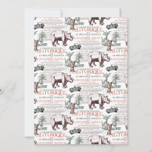 Antique Rhinoceros Rhino Abrecht Durer Style Einladung (Vorderseite)