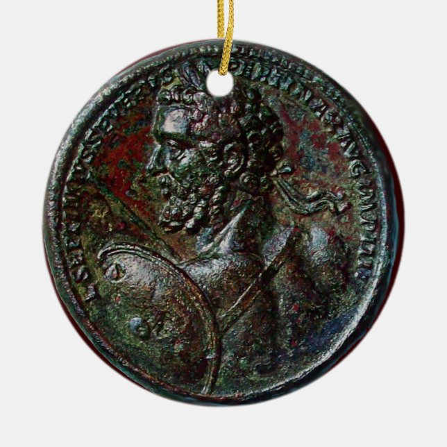 ANTIQUE ROMAN BRONZE MEDALLION SEPTIMUS SEVERUS KERAMIKORNAMENT (Vorne)