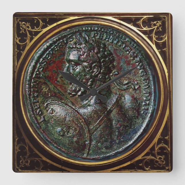 ANTIQUE ROMAN BRONZE MEDALLION SEPTIMUS SEVERUS QUADRATISCHE WANDUHR (Vorderseite)