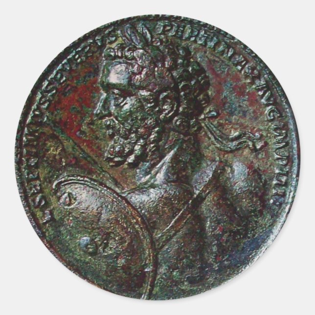 ANTIQUE ROMAN BRONZE MEDALLION SEPTIMUS SEVERUS RUNDER AUFKLEBER (Vorderseite)
