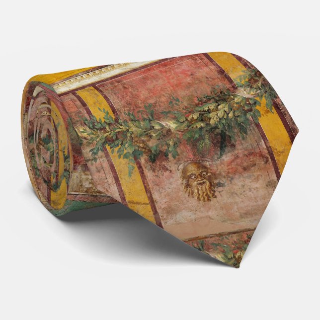 ANTIQUE ROMAN FRESCO,SATYR MASK,GARLAND,FRUITS  KRAWATTE (Gerollt)