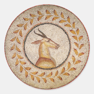 ANTIQUE ROMAN MOSAICA / GAZZELLE RUNDER AUFKLEBER