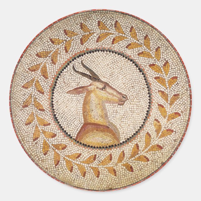 ANTIQUE ROMAN MOSAICA / GAZZELLE RUNDER AUFKLEBER (Vorderseite)