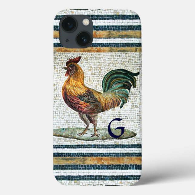 ANTIQUE ROMAN MOSAICA / ROOSTER MONOGRAM Case-Mate iPhone HÜLLE (Rückseite)