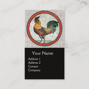 ANTIQUE ROMAN MOSAICA / ROOSTER MONOGRAM VISITENKARTE