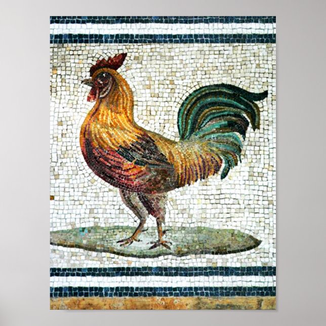ANTIQUE ROMAN MOSAICA / ROOSTER POSTER (Vorne)