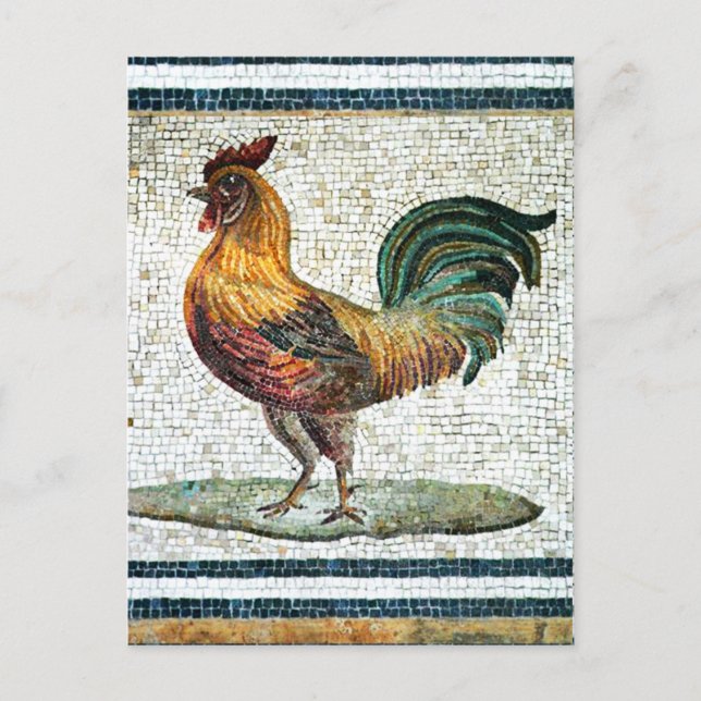 ANTIQUE ROMAN MOSAICA / ROOSTER POSTKARTE (Vorderseite)