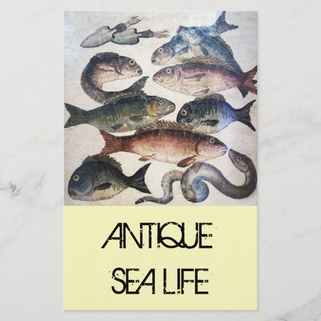 ANTIQUE ROMAN MOSAICS, FISCHE, MEERESLEBENSZENE BRIEFPAPIER (Vorderseite)