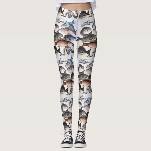 ANTIQUE ROMAN MOSAICS, FISCHE, MEERESLEBENSZENE LEGGINGS (Vorderseite)