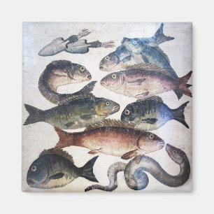 ANTIQUE ROMAN MOSAICS, FISCHE, MEERESLEBENSZENE MAGNET