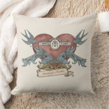 Antique Rose Submarine Gold Dolphin Throw Pillow