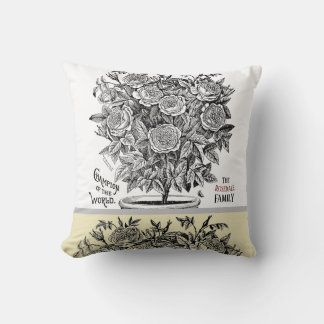 Antique Rosebush - Ihre Textwahl Kissen