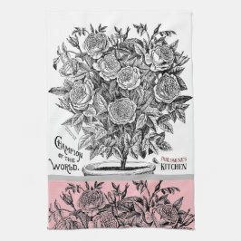 Antique Rosebush - Ihre Wahl von Text pink Geschirrtuch