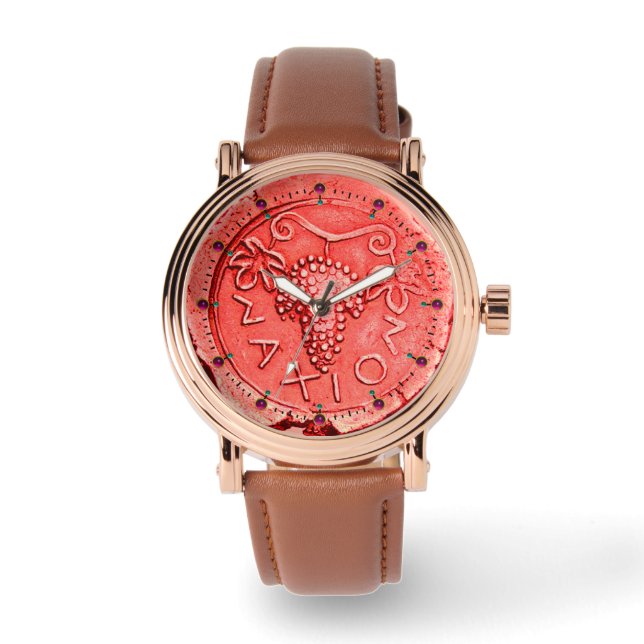 ANTIQUE ROTE MÜNZEN UND WEIN ARMBANDUHR (Vorderseite)