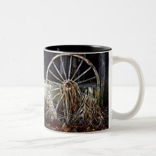Antique Rustique Wagon Wheel Rural Art Mug