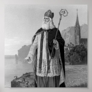 Antique Saint Patrick, die Schlangen und die Bibel Poster