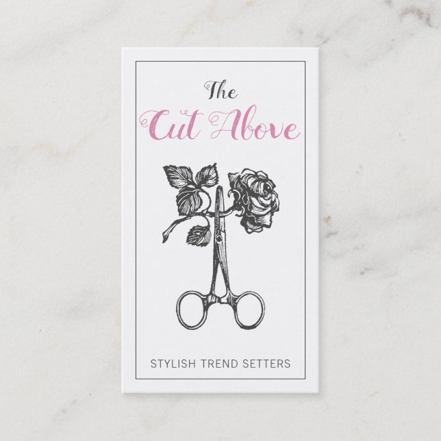 Antique Schere Haar Stylist Visitenkarte (Vorderseite)