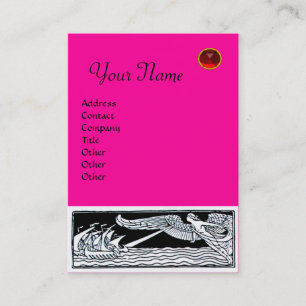 ANTIQUE SCHIFFE RUBY MONOGRAM Pink Fuchsia Black Visitenkarte