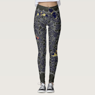 ANTIQUE SCHWARZE FLÄCHE MIT SCHALTFLÄCHE LEGGINGS