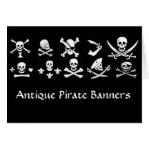 ANTIQUE SCHWARZE PIRATBANNER UND TREASKARTEN