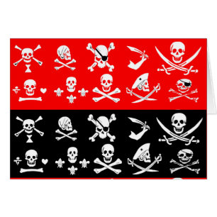 ANTIQUE SCHWARZROTE PIRATBANNER UND TREASKARTEN