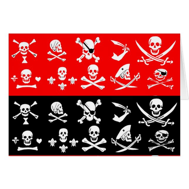 ANTIQUE SCHWARZROTE PIRATBANNER UND TREASKARTEN (Vorderseite (Horizontal))