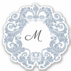 Antique Scrollwork Dusty Blue Aufkleber